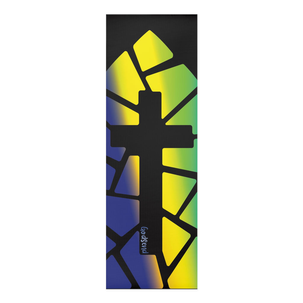 Faith-Inspired Stained Glass Cross — Christian Yoga Mat